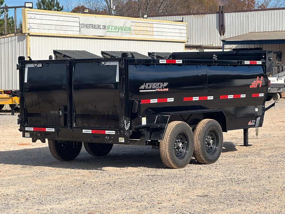 14' LZ7 Dump Trailer 50" Walls - Scissor Lift - 14K GWVR - 14ply Tires - 3 Way Door - Ramps - DT2 Contractor/Dump Trailers - Stryker Dealership Group