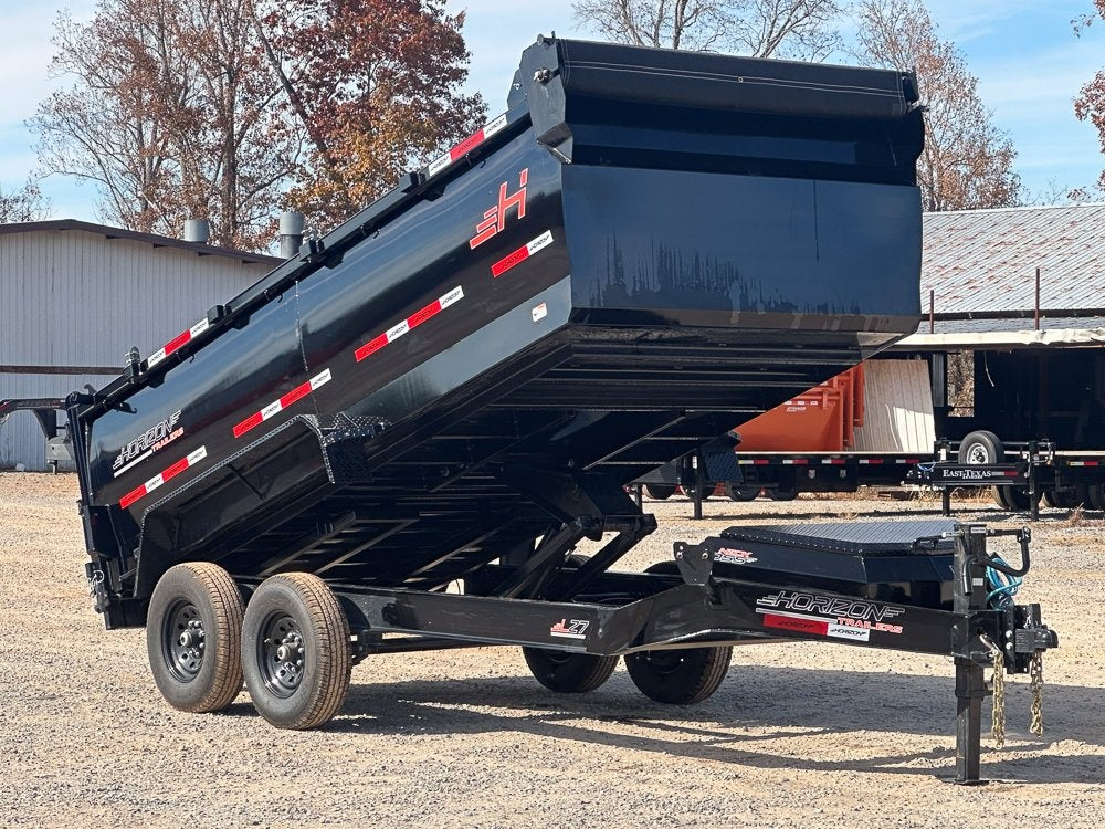 14' LZ7 Dump Trailer 50" Walls - Scissor Lift - 14K GWVR - 14ply Tires - 3 Way Door - Ramps - Bumper Pull Dump/Dump Trailers - Stryker Dealership Group