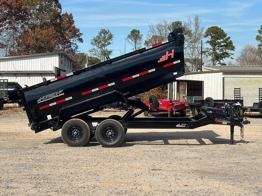 14' LZ7 Dump Trailer 50" Walls - Scissor Lift - 14K GWVR - 14ply Tires - 3 Way Door - Ramps - Bumper Pull Dump/Dump Trailers - Stryker Dealership Group