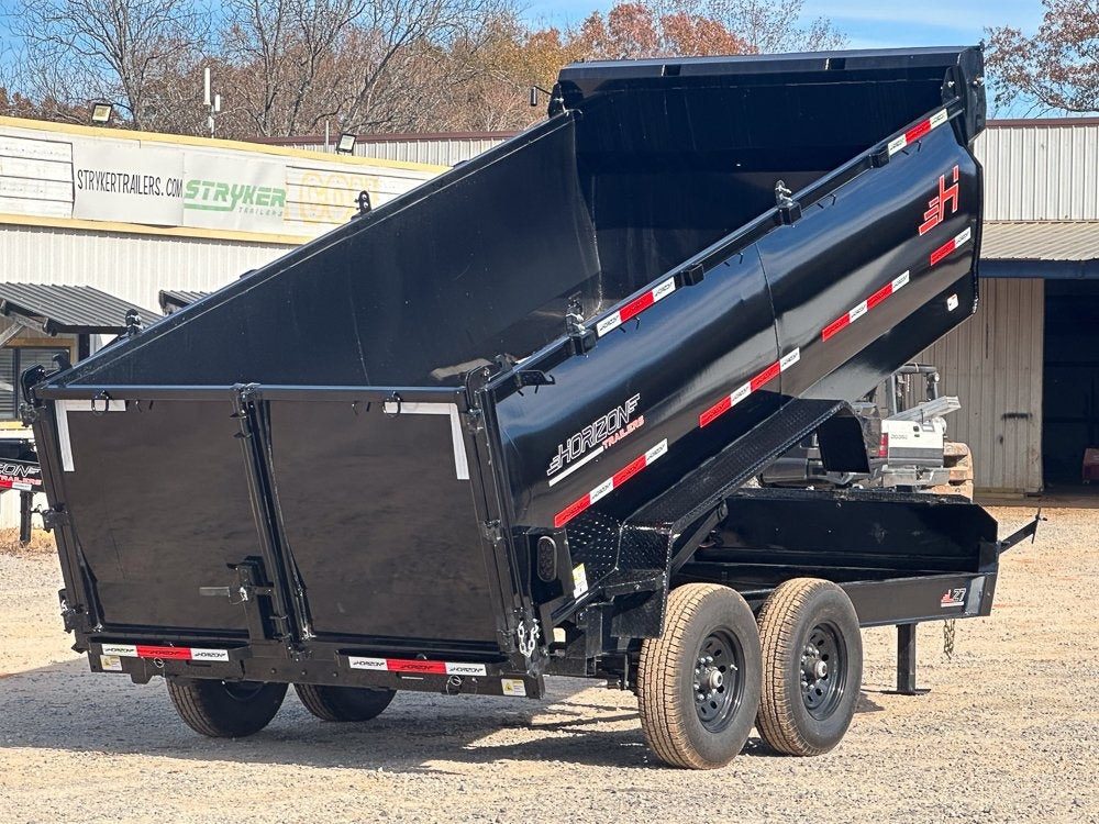 14' LZ7 Dump Trailer 50" Walls - Scissor Lift - 14K GWVR - 14ply Tires - 3 Way Door - Ramps - Bumper Pull Dump/Dump Trailers - Stryker Dealership Group