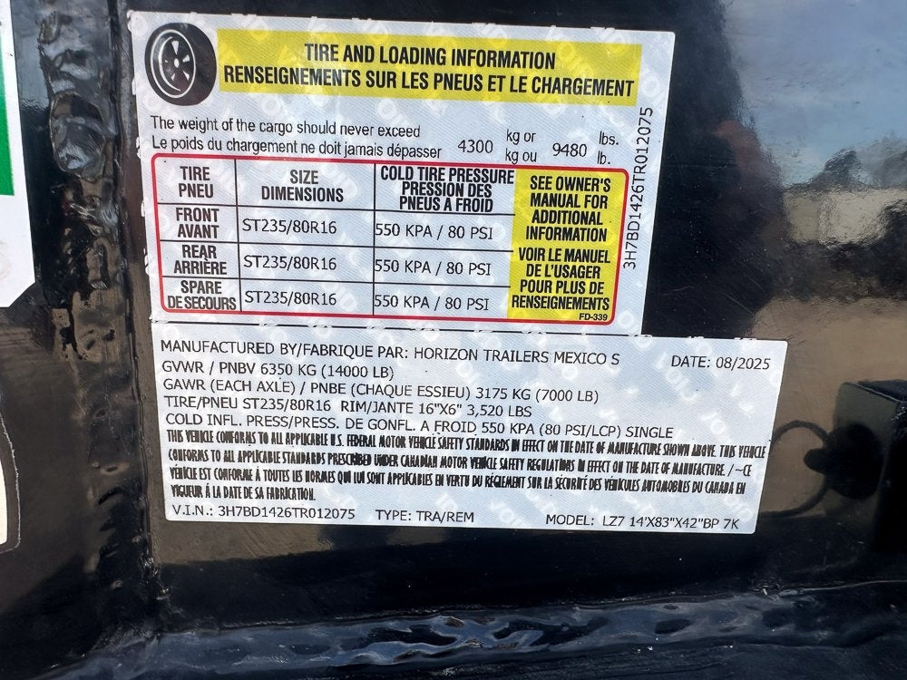 14' LZ7 Dump Trailer 50" Walls - Scissor Lift - 14K GWVR - 14ply Tires - 3 Way Door - Ramps - Bumper Pull Dump/Dump Trailers - Stryker Dealership Group