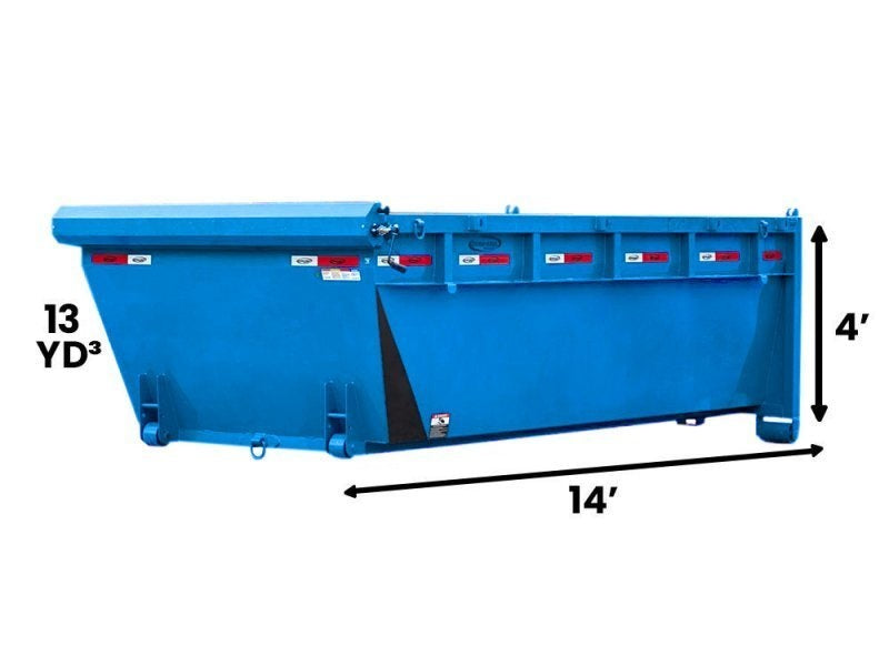 14' Roll Off Bin - 4' Side Wall - 7 Gauge Floor - Postal Blue - #9847-45 - Roll Off Bin/RO 14x4 Bin - Stryker Dealership Group