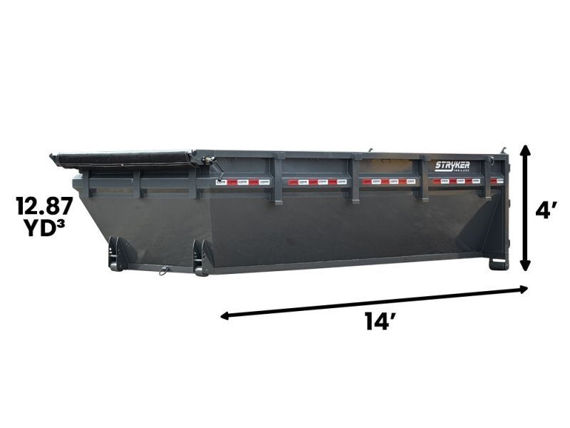 14' SR2 Roll Off Bin 4' Walls - Charcoal - #SR2-1118 - Roll Off Bin/RO 14x4 Bin - Stryker Dealership Group