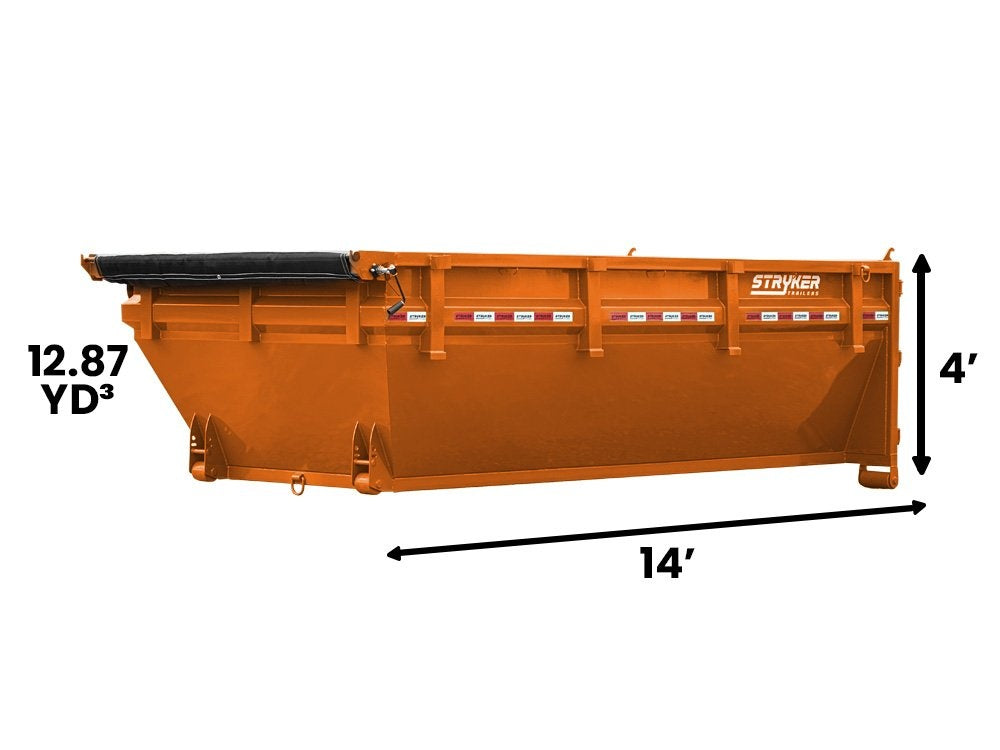14' SR2 Roll Off Bin 4' Walls - Flame Orange - #SR2-1090 - Roll Off Bin/RO 14x4 Bin - Stryker Dealership Group