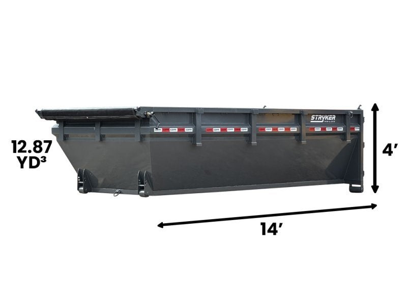 14' SR2 Roll Off Bin 4' Walls - Gray - #SR2-1172 - 14x4 Bin/Roll Off Bin - Stryker Dealership Group
