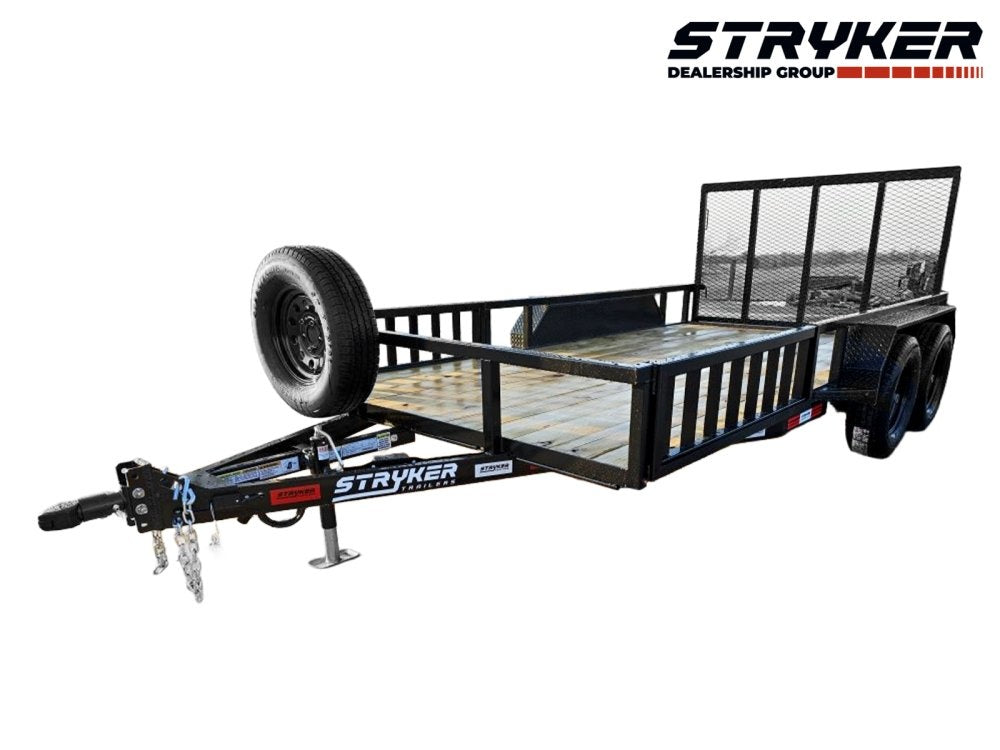 14' Utility Trailer (2) 3.5K Axles, 77" Wide, Side Ramps and 4' Gate - Utility & SXS - Stryker Dealership Group