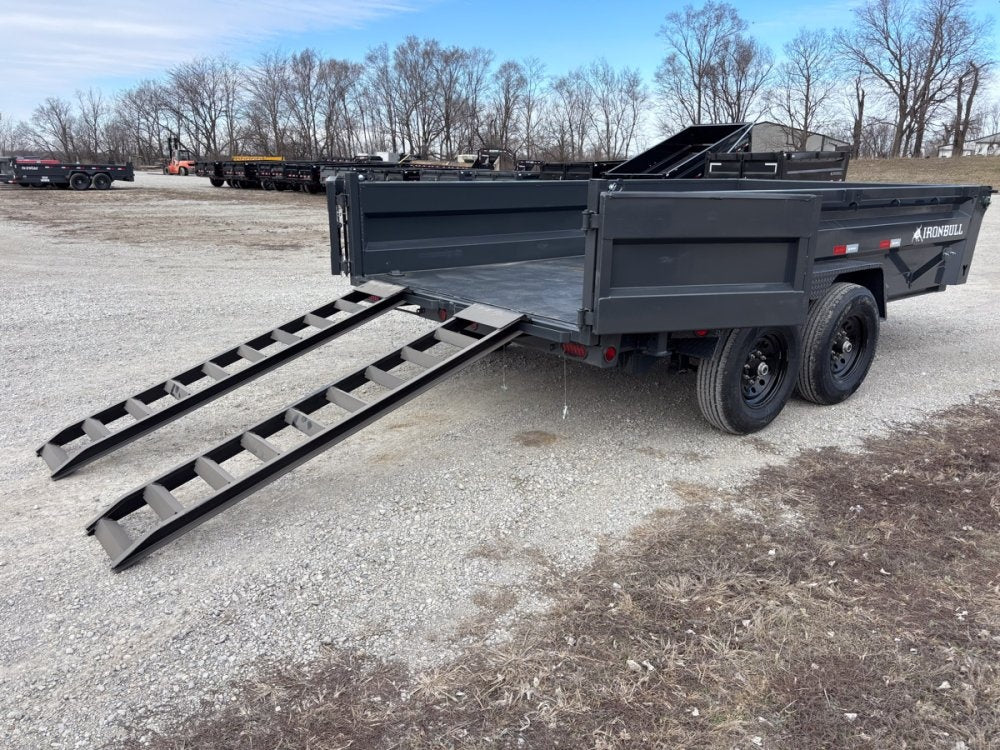 14' x 83" Iron Bull DWB Bumper Pull Dump Trailer 24" Side Walls - (2) 7,000 lb Axles - Bumper Pull Dump - Dump Trailers - Stryker Dealership Group