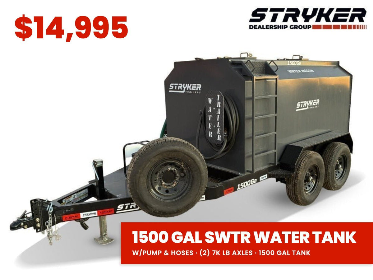 1500 Gallon Water Tank Trailer with Pump and Hose 08-438 - Stryker Dealership Group