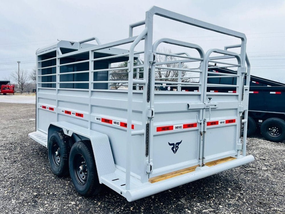 16' Ranchboss STR Bumper Pull 1/2 Top Livestock Trailer - (2) 7k Axles 015138 - Stryker Dealership Group
