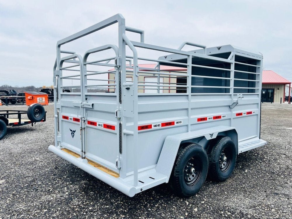 16' Ranchboss STR Bumper Pull 1/2 Top Livestock Trailer - (2) 7k Axles 015138 - Stryker Dealership Group