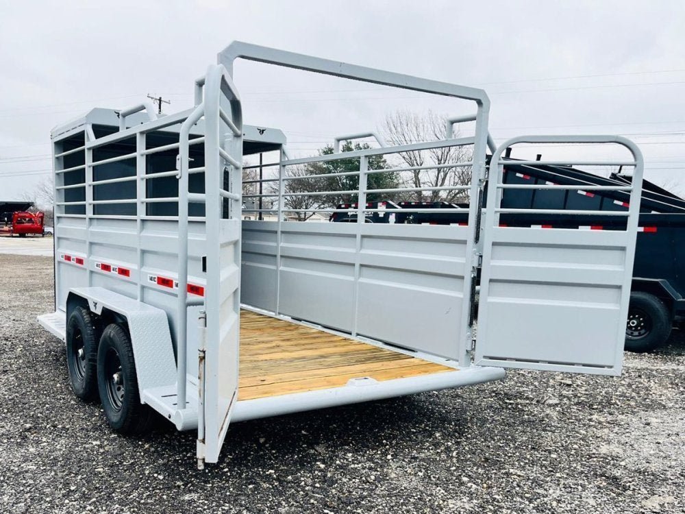 16' Ranchboss STR Bumper Pull 1/2 Top Livestock Trailer - (2) 7k Axles 015138 - Stryker Dealership Group