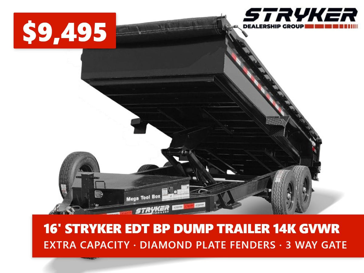 16' Stryker SDT Bumper Pull Dump Trailer 24" Side Walls - (2) 7k Axles 003777 - Stryker Dealership Group