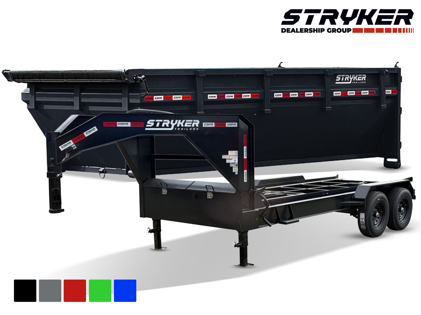 Stryker 16' GN Roll Off Bundle (2) 7k Axles + Bin 4' Walls R1GN16