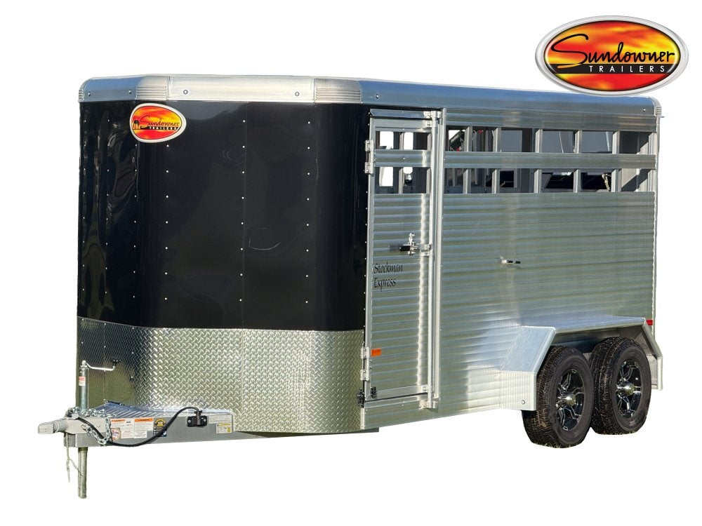 16' Black Stockman Express 6'6" Tall (2) 3500lb Axles - Horse Trailers - Stryker Dealership Group