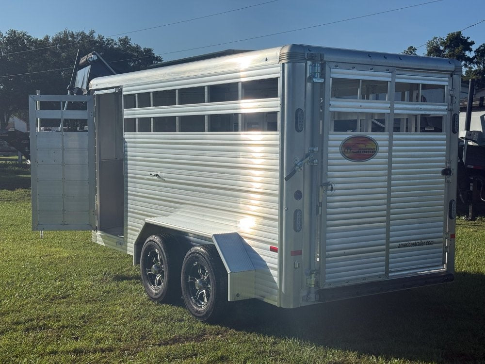 16' Black Stockman Express 6'6" Tall (2) 3500lb Axles - Horse Trailers - Stryker Dealership Group
