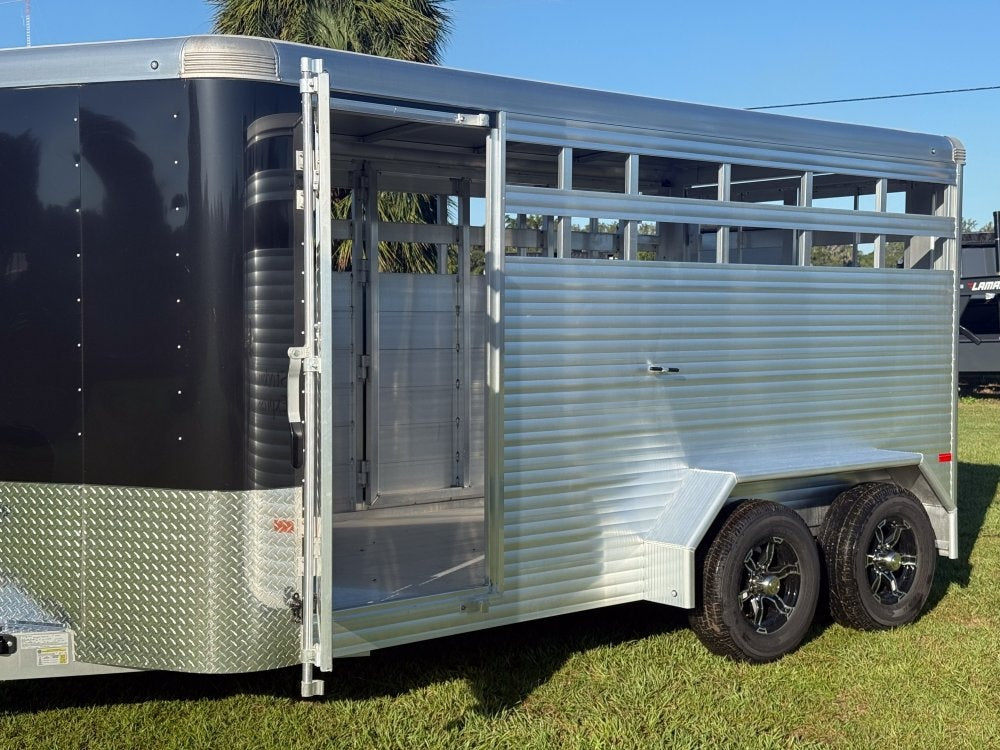16' Black Stockman Express 6'6" Tall (2) 3500lb Axles - Horse Trailers - Stryker Dealership Group