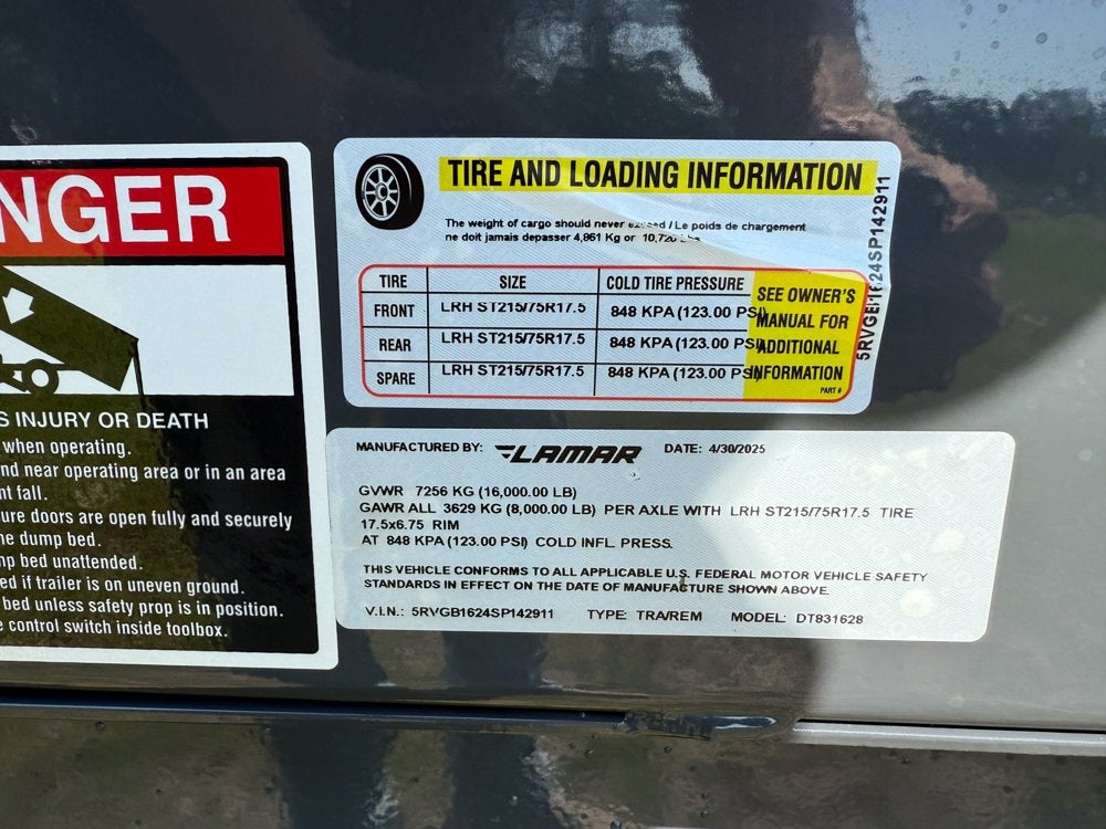 16' DT GN Dump 36" Sides - 8K Axles - Telescopic Lift - Gooseneck Dump/Dump Trailers - Stryker Dealership Group