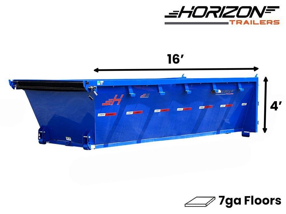 16' EDZ Roll Off Bin 4' Wall + Tarp - 16x4 Bin/Roll Off Bin - Stryker Dealership Group