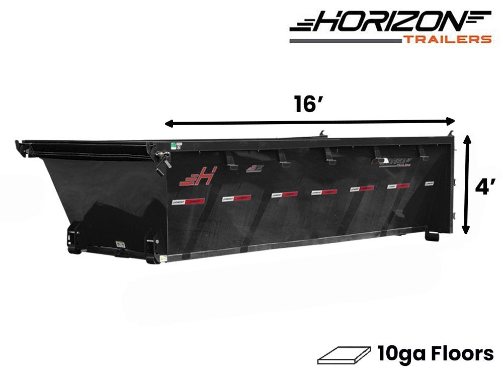 16' EDZ Roll Off Bin 4' Wall + Tarp - Black - #EDZ0006979 - Roll Off Bin/RO 16x4 Bin - Stryker Dealership Group