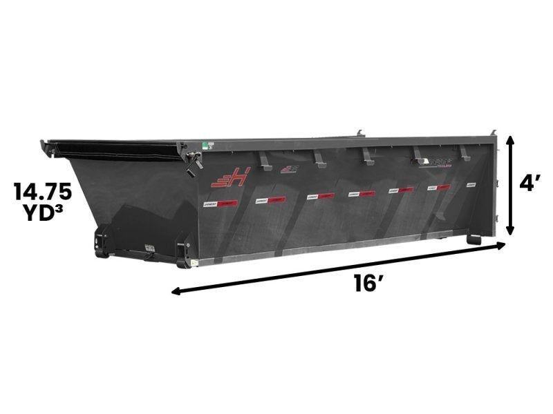 16' EDZ Roll Off Bin 4' Walls - Ash Gray - #EDZ0006150 - Roll Off Bin/RO 16x4 Bin - Stryker Dealership Group