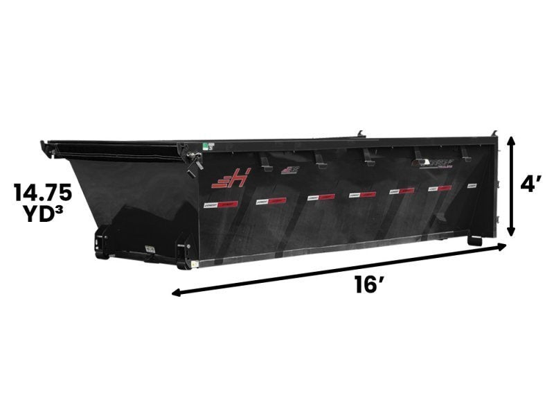16' EDZ Roll Off Bin 4' Walls - Black - #EDZ0006145 - RO 16x4 Bin/Roll Off Bin - Stryker Dealership Group