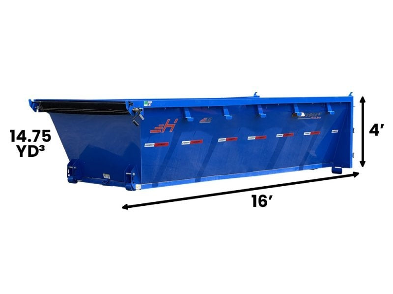16' EDZ Roll Off Bin 4' Walls - Blue - #EDZ0006089 - 16x4 Bin/Roll Off Bin - Stryker Dealership Group