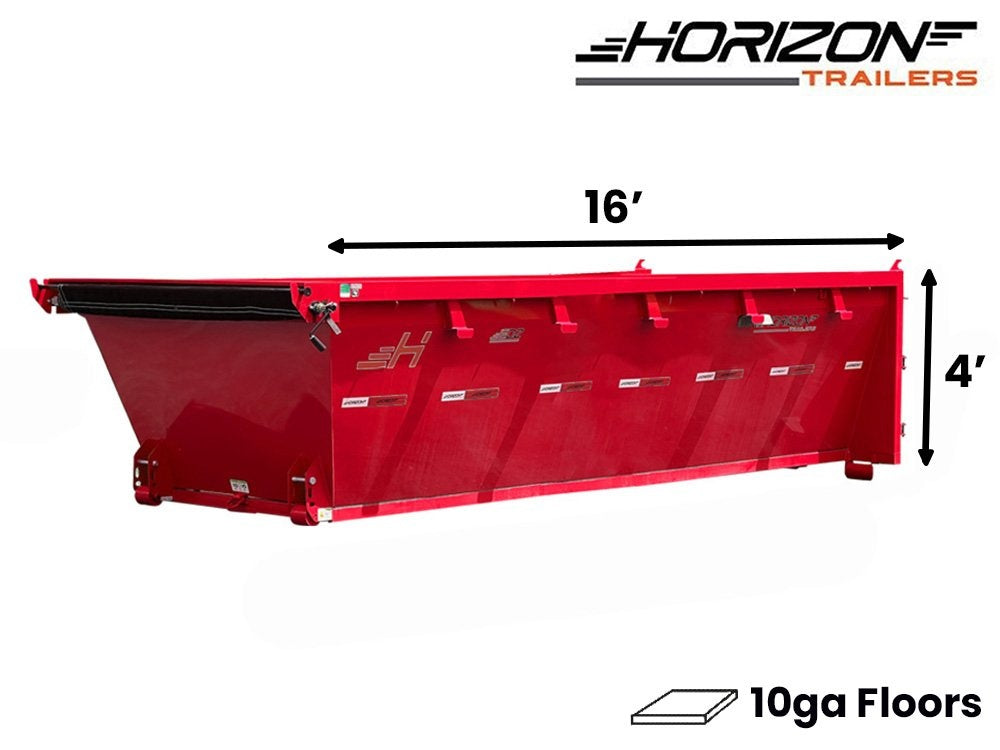 16' EDZ Roll Off Bin 4' Walls - Red - #EDZ0006157 - Roll Off Bin/RO 16x4 Bin - Stryker Dealership Group