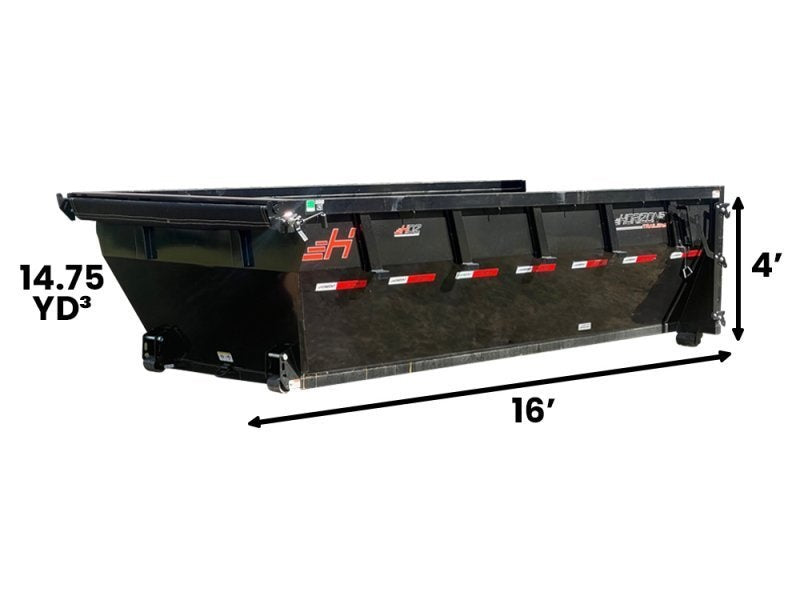 16' HDZ Roll Off Bin 4' Walls - Black - #HDZ0005580 - Roll Off Bin/RO 16x4 Bin - Stryker Dealership Group
