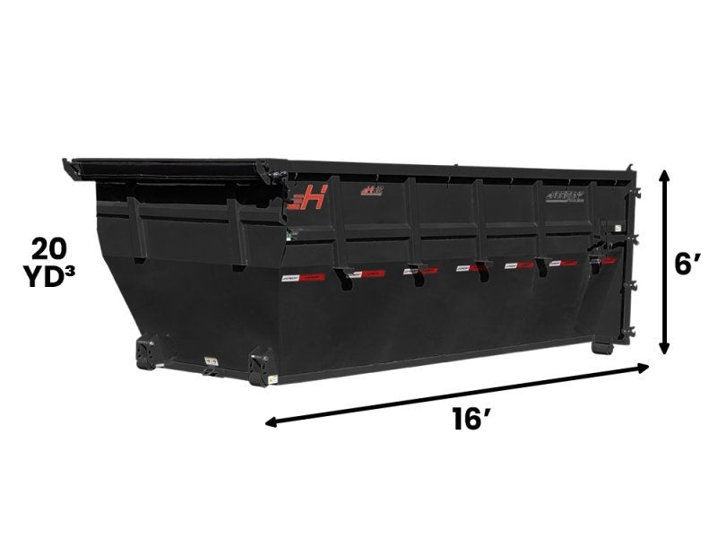 16' HDZ Roll Off Bin 6' Walls - Black - #HDZ0005184 - 16x6 Bin/Roll Off Bin - Stryker Dealership Group