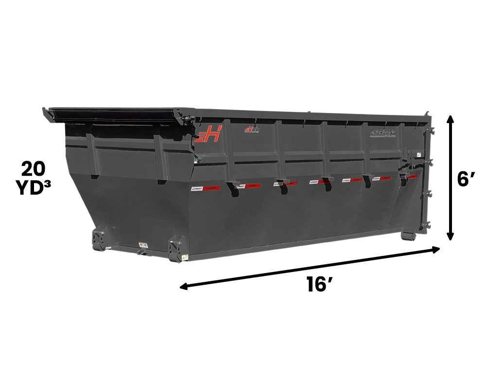 16' HDZ Roll Off Bin 6' Walls - Gray - #HDZ0005202 - 16x6 Bin/Roll Off Bin - Stryker Dealership Group