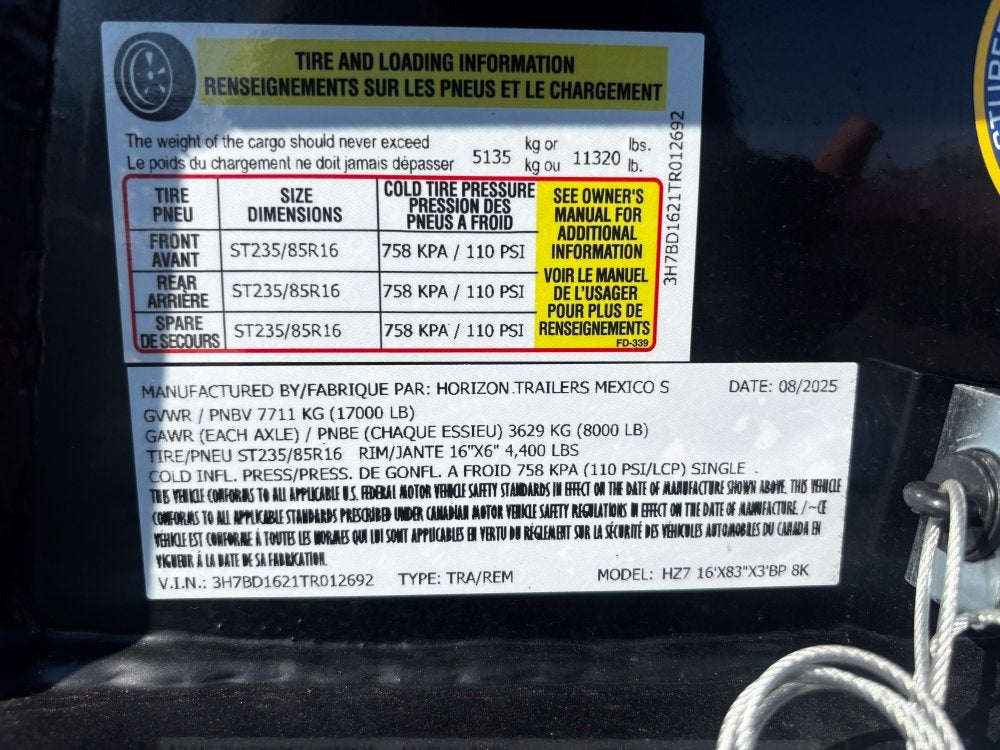 16' HZ7 Dump 36" Sides - 8K Axles - 620 Scissor - 14 ply Tires - 2 Speed Jack - DT3 Professional/Dump Trailers - Stryker Dealership Group