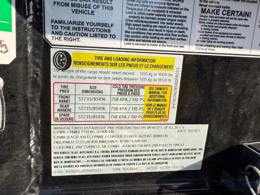 16' HZ7 Dump 36" Sides - 8K Axles - Telescopic - 14 ply Tires - 2 Speed Jack - Dump Trailers - Stryker Dealership Group