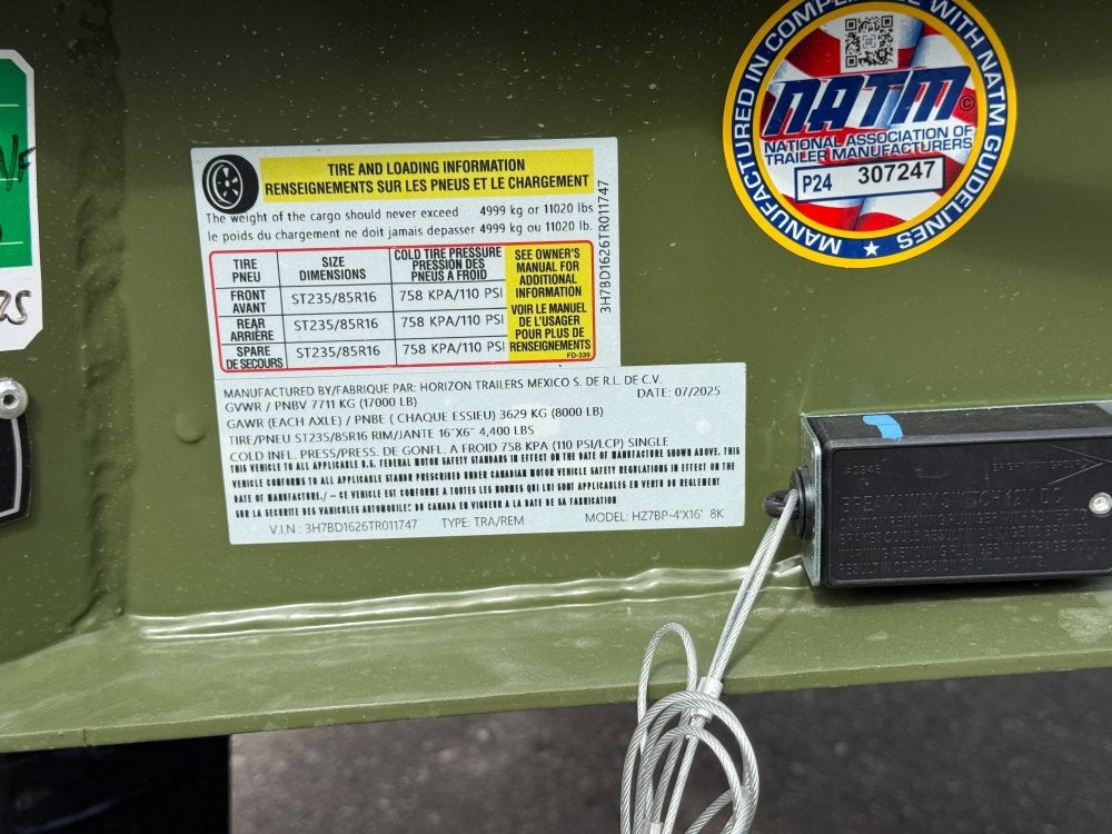 16' HZ7 Dump 48" Sides - 8K Axles - 12 Ton Telescopic Lift - 14 Ply Tires, 2 Speed Jack - Dump Trailers/Dump Trailers - Stryker Dealership Group