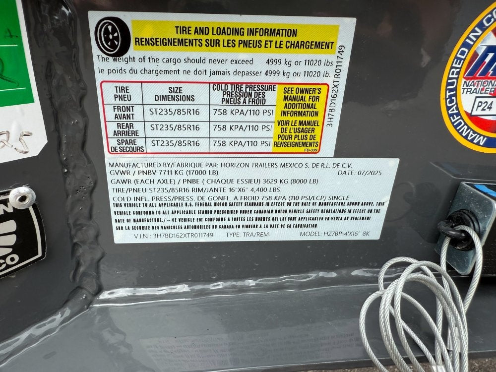 16' HZ7 Dump 48" Sides - 8K Axles - 12 Ton Telescopic Lift - 14 Ply Tires, 2 Speed Jack - Dump Trailers/Dump Trailers - Stryker Dealership Group