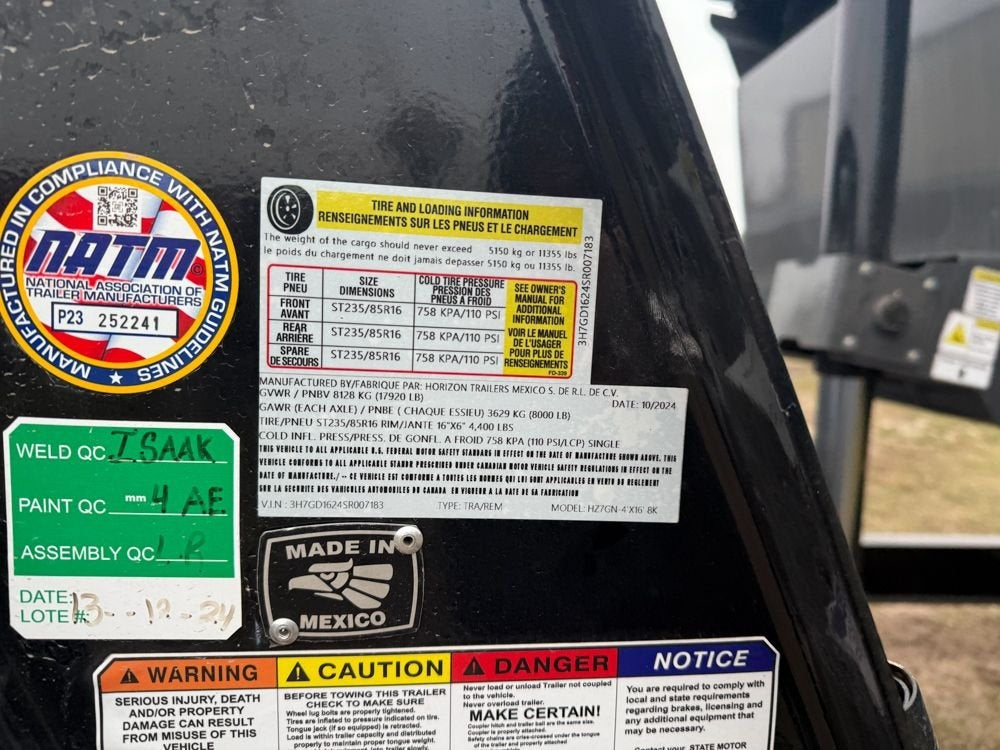 16' HZ7 GN Dump 48" Sides - 8K Axles - 12 Ton Telescopic Lift - 14 Ply Tires, 2 Speed Jackk - Dump Trailers - Stryker Dealership Group