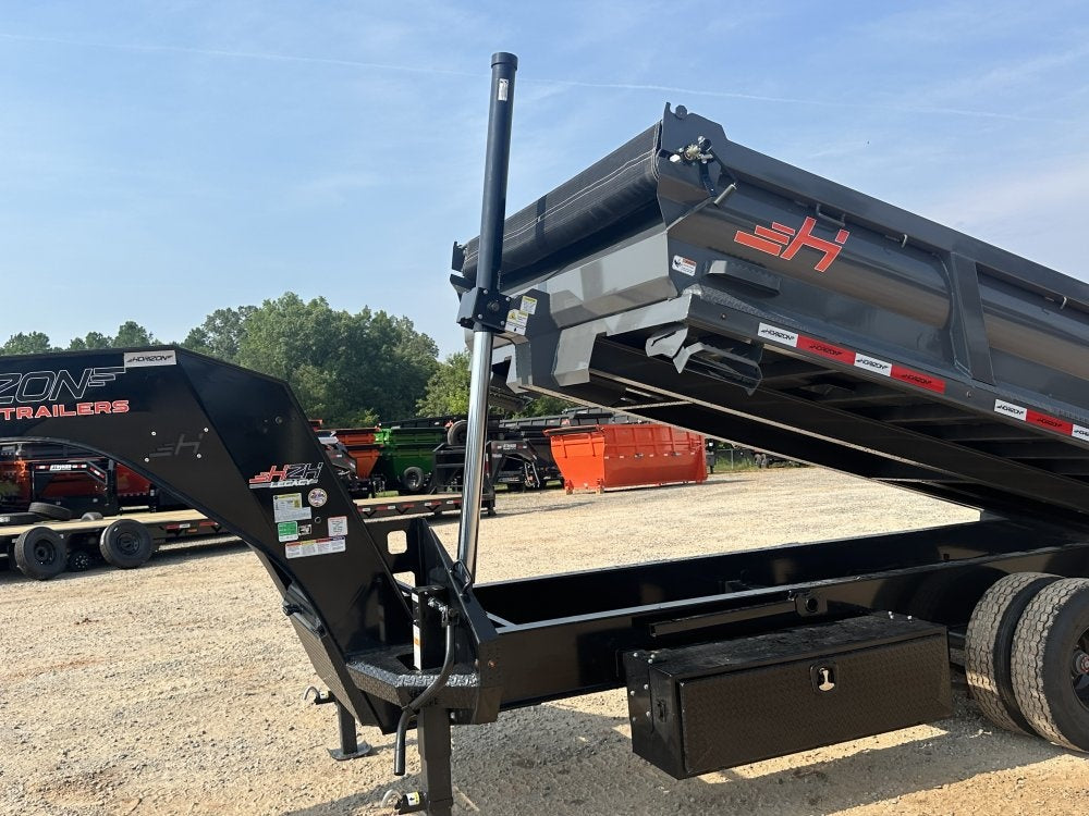 16' HZH GN Dump Trailer w/ 2' Walls (2) 12k Axles, 3-Way Door, Tarp - DT4 Heavy Duty - Stryker Dealership Group