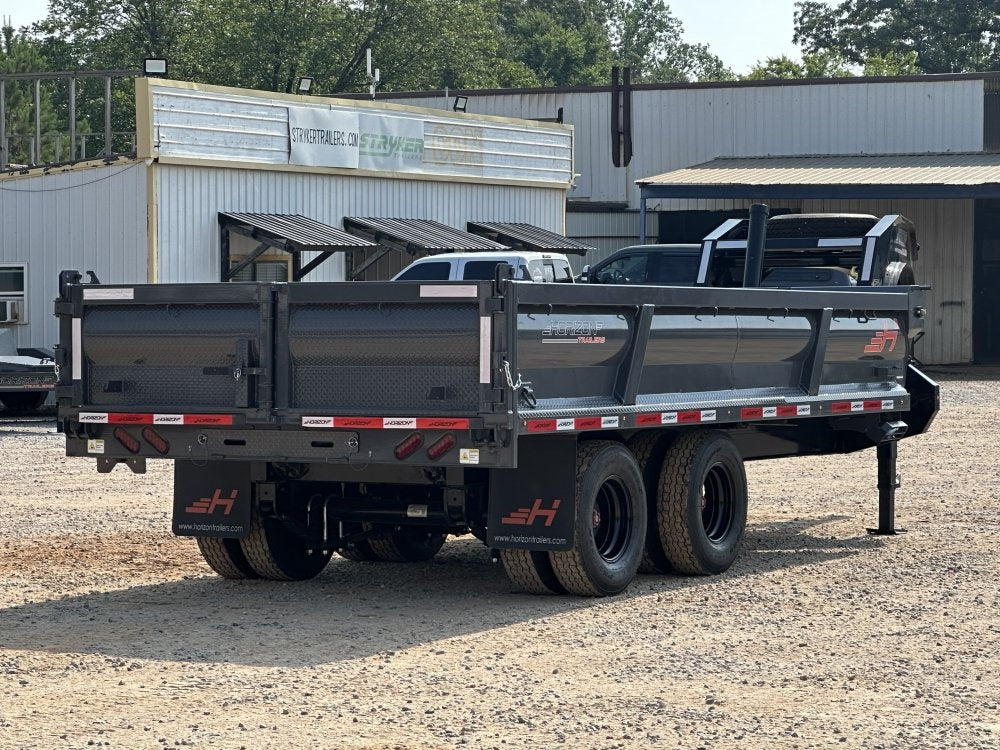 16' HZH GN Dump Trailer w/ 2' Walls (2) 12k Axles, 3-Way Door, Tarp - DT4 Heavy Duty - Stryker Dealership Group