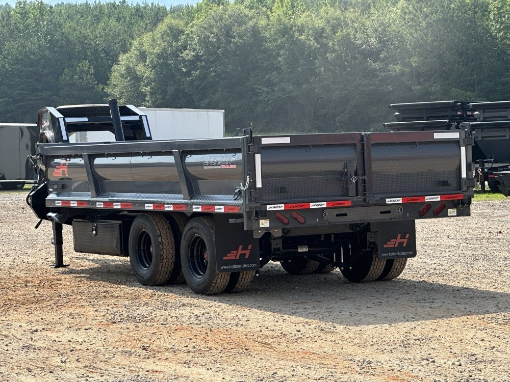 16' HZH GN Dump Trailer w/ 2' Walls (2) 12k Axles, 3-Way Door, Tarp - DT4 Heavy Duty - Stryker Dealership Group