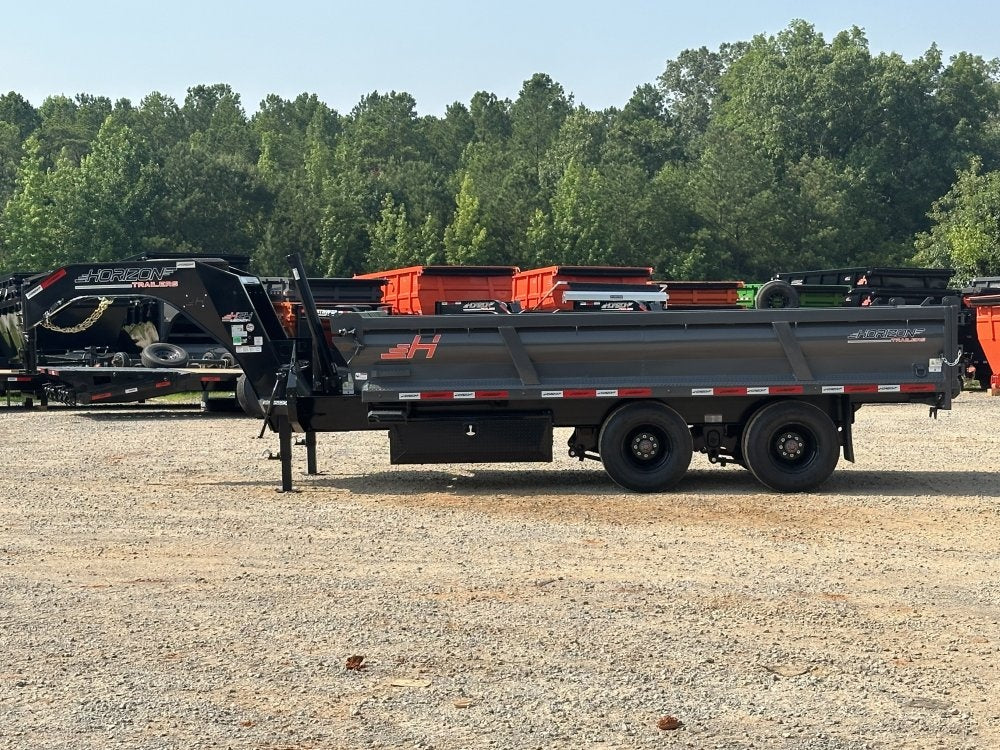16' HZH GN Dump Trailer w/ 2' Walls (2) 12k Axles, 3-Way Door, Tarp - DT4 Heavy Duty - Stryker Dealership Group