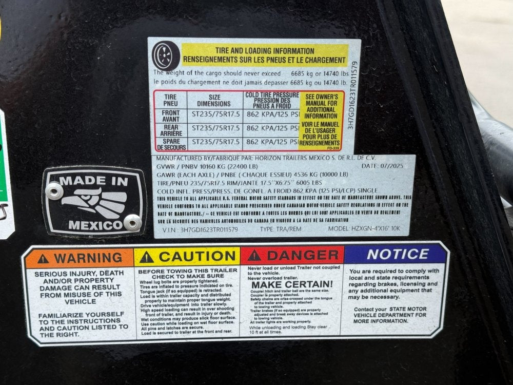 16' HZX GN Dump Trailer 10K Axles 4' High Sides - DT4 Heavy Duty/Dump Trailers - Stryker Dealership Group