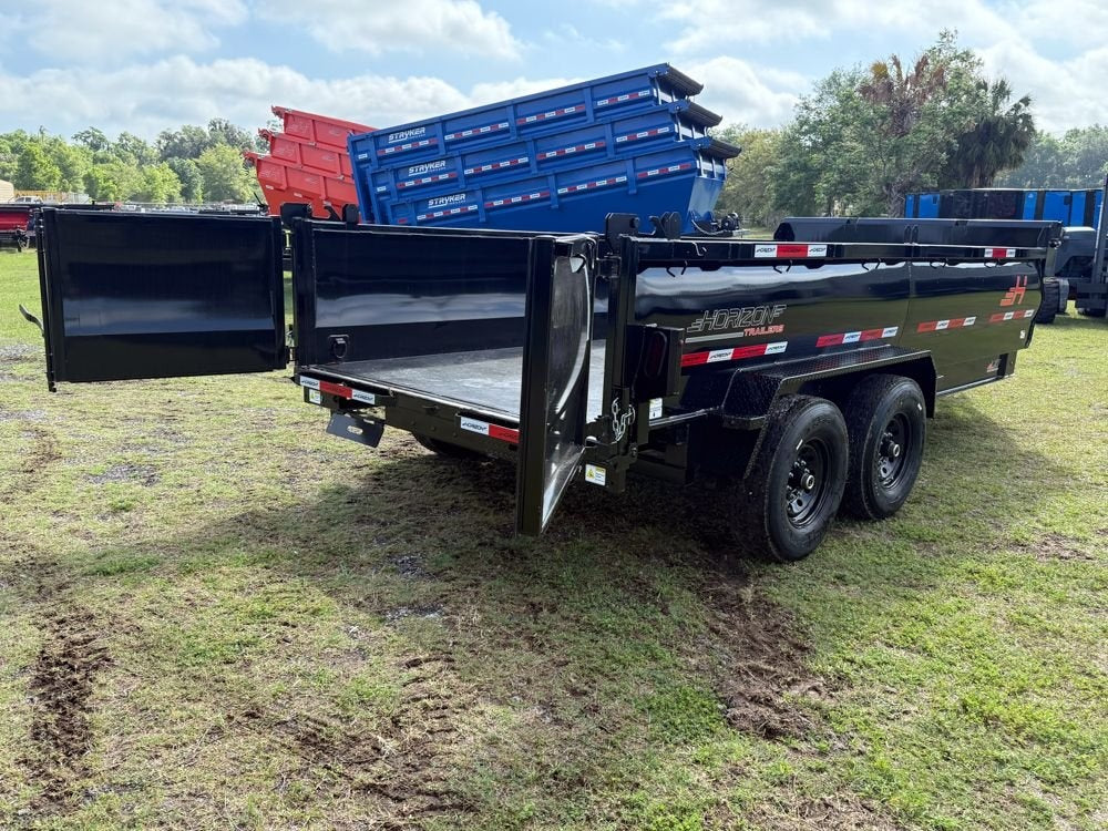 16' LZ7 Dump Trailer 36" Walls - Scissor Lift - 14K GWVR - 14ply Tires - 3 Way Door - Ramps - Dump Trailers - Stryker Dealership Group