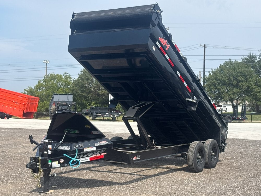 16' LZ7 Dump Trailer 38" Walls - Scissor Lift - 14K GWVR - 14ply Tires - 3 Way Door - Ramps - DT2 Contractor/Dump Trailers - Stryker Dealership Group