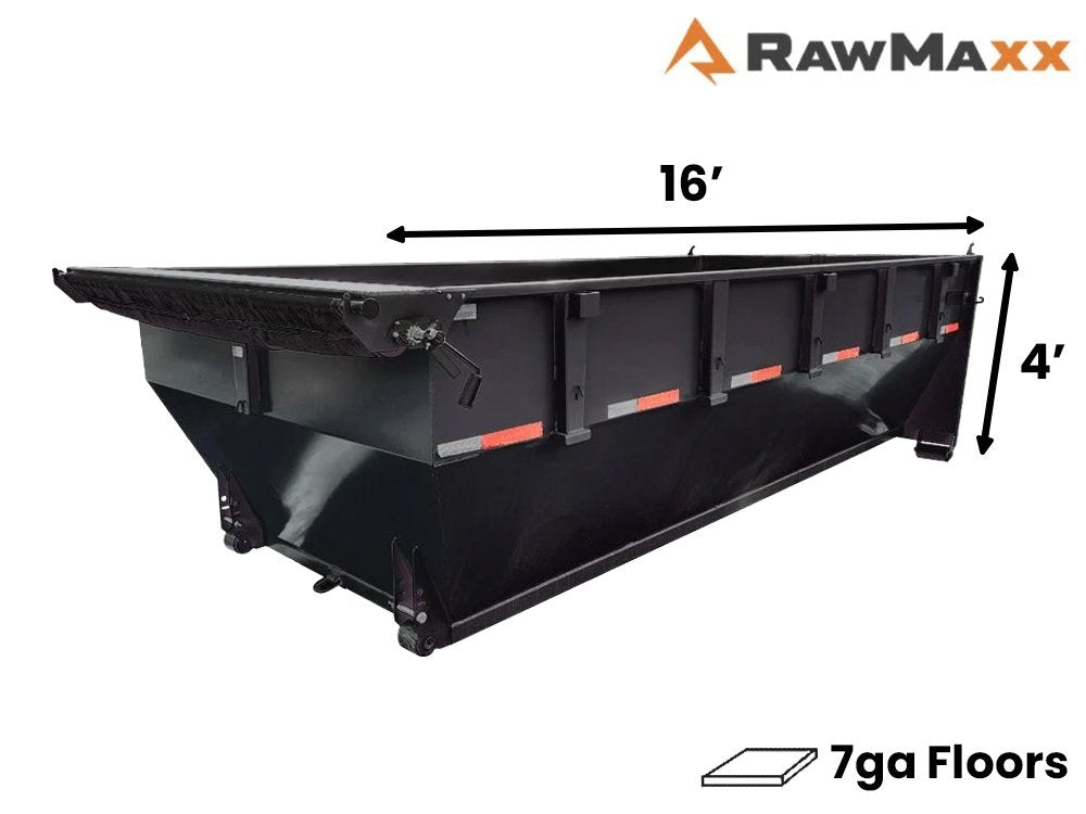 16' RDX Roll Off Bin 4' Walls - Black- #RDX116917 - Roll Off Bin/RO 16x4 Bin - Stryker Dealership Group