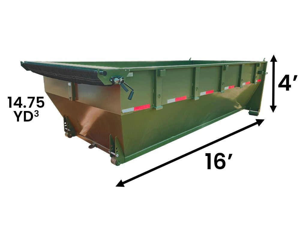 16' RDX Roll Off Bin 4' Walls - Matte Green 117178 - Roll Off Bins - Stryker Dealership Group