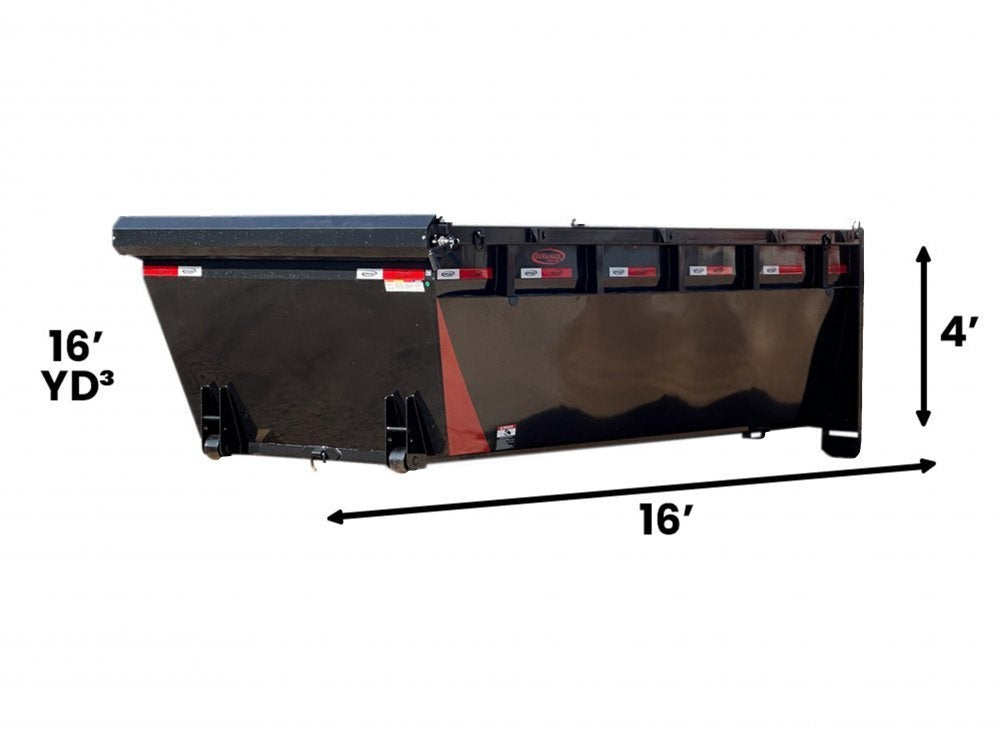 16' Roll Off Bin - 4' Side Wall - 7 Gauge Floor - Black - #9848-09 - Roll Off Bin/RO 16x4 Bin - Stryker Dealership Group