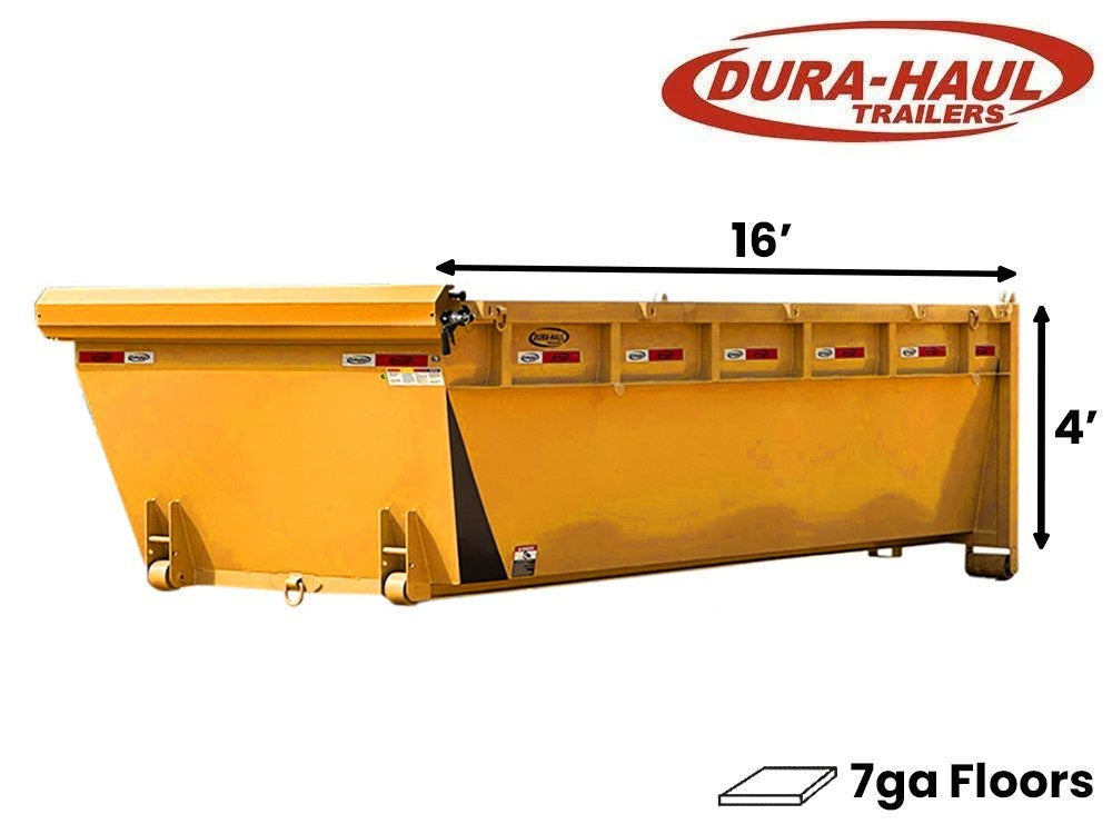16' Roll Off Bin - 4' Side Wall - 7 Gauge Floor - Cat Yellow - #9848-16 - Roll Off Bin/RO 16x4 Bin - Stryker Dealership Group