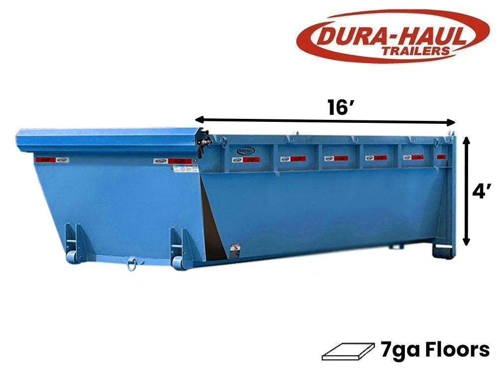 16' Roll Off Bin - 4' Side Wall - 7 Gauge Floor - Postal Blue - #9031-21 - Roll Off Bin/RO 16x4 Bin - Stryker Dealership Group