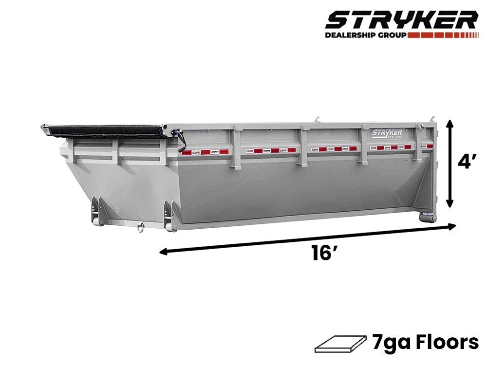 16' Roll Off Bin 4' Walls - Cloud Gray - #SR2-1226 - RO 16x4 Bin/Roll Off Bin - Stryker Dealership Group