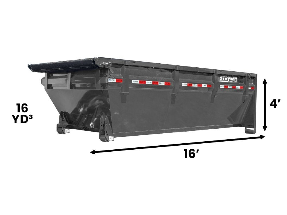 16' Roll Off Bin 4' Walls - Gray - #SR2-1242 - 16x4 Bin/Roll Off Bin - Stryker Dealership Group
