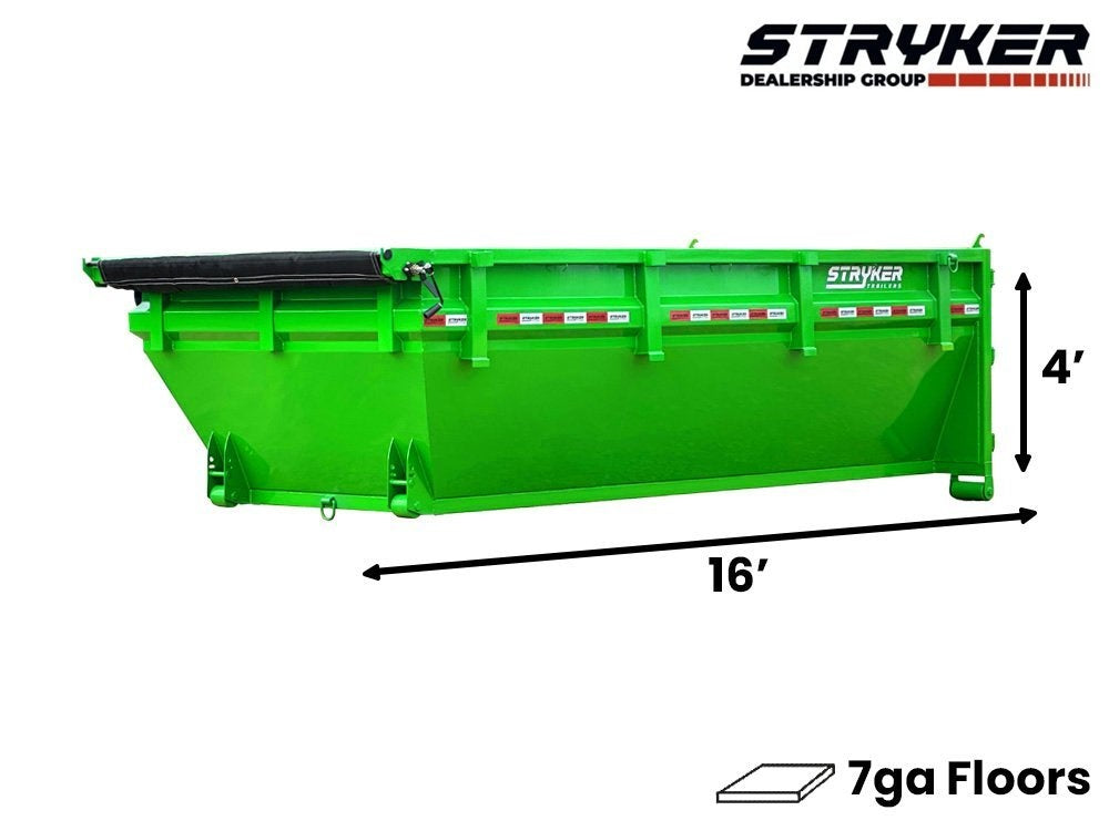 16' SR2 Roll Off Bin 4' Walls - Bright Green - #SR2-1140 - Roll Off Bin/RO 16x4 Bin - Stryker Dealership Group